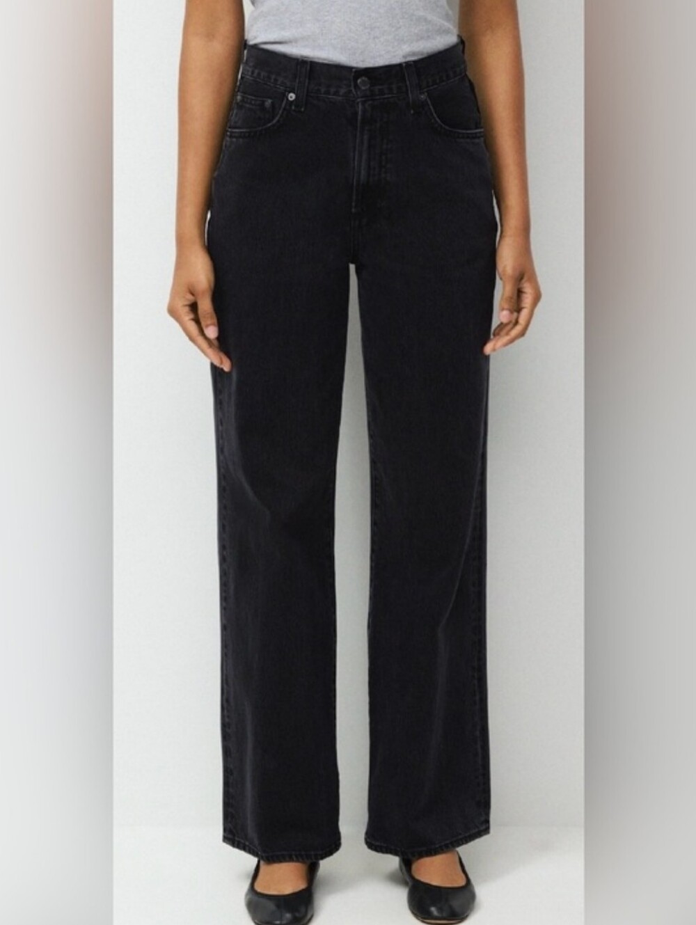 Aritzia Denim Forum Farrah Hi-Rise Wide Leg Jeans Black Size 31